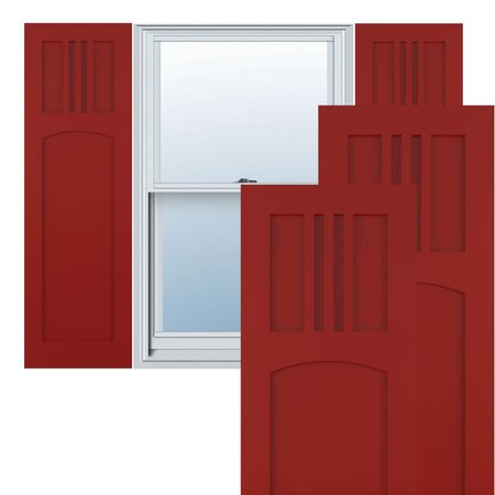 True Fit PVC San Miguel Mission Style Fixed Mount Shutters, Fire Red, 18W X 79H